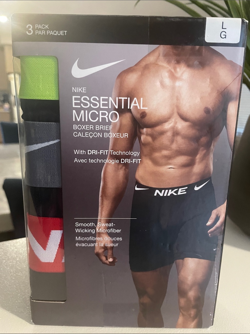 Nike 3-Pack Essential Micro Boxer Briefs - Black, Gray, Lime